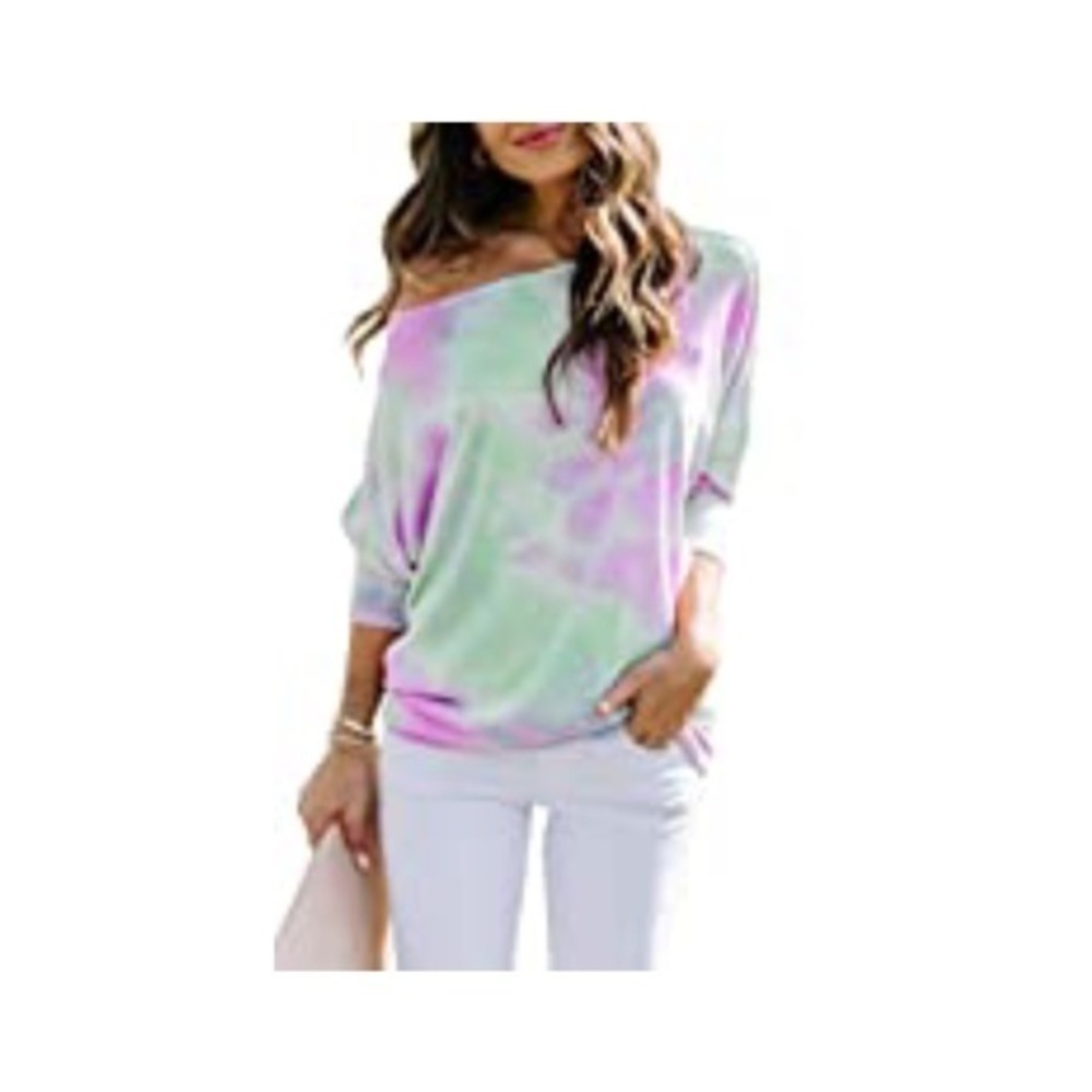Tie Dye Drop Shoulder Batwing Top Blouse